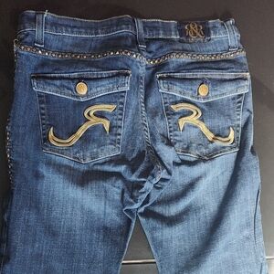 Women's Blue Jeans with Gold Accents